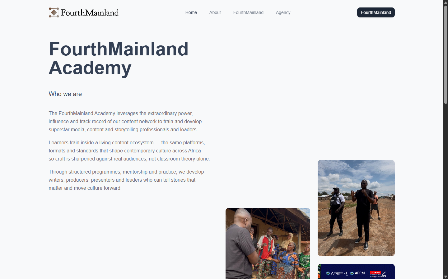 The FourthMainland Academy project screenshot 1: Showcasing the user interface and design