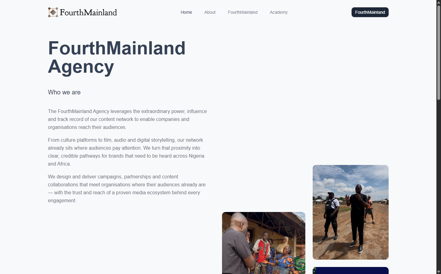 The FourthMainland Agency project screenshot 1: Showcasing the user interface and design