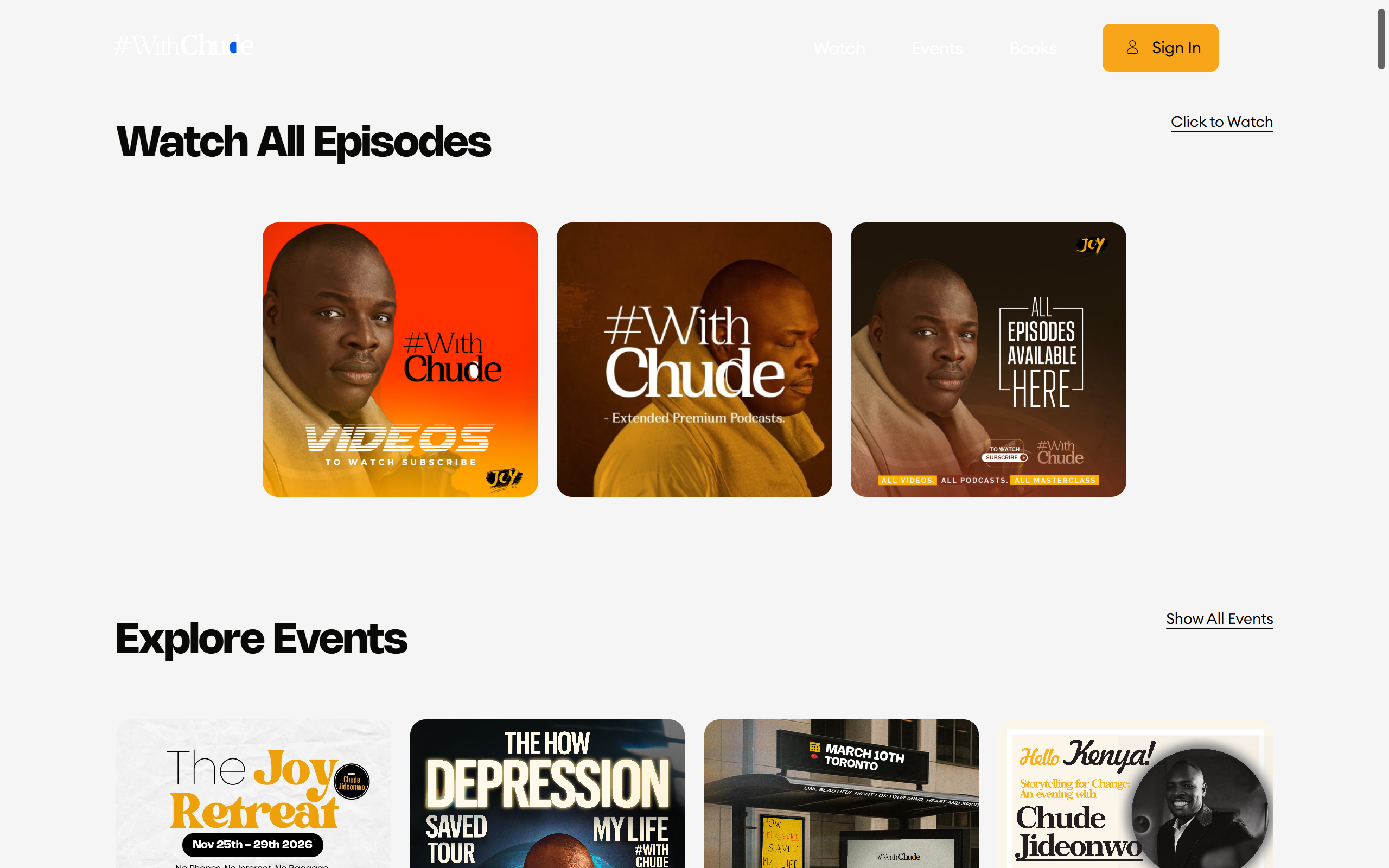Chude Jideonwo Presents project screenshot 3: Showcasing the user interface and design